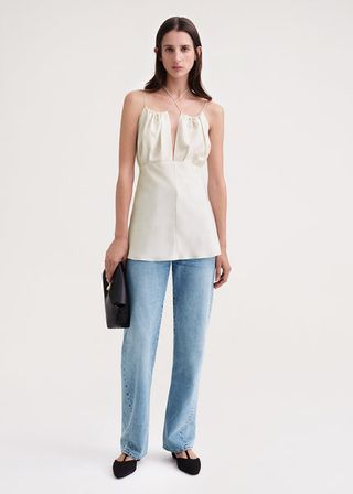 Toteme + Gathered Halterneck Top Off-White