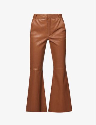 By Malene Birger + Evyn Mid-Rise Flared-Leg Leather Trousers