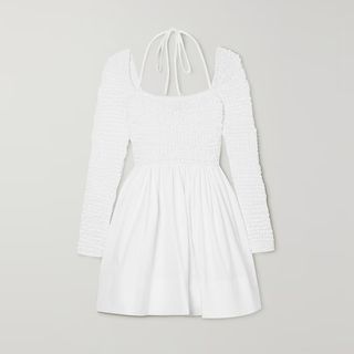 Staud + Cassidy Shirred Cotton-Poplin Mini Dress