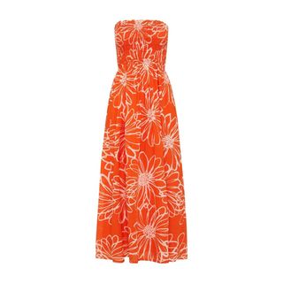 Faithfull the Brand + Abbas Midi Dress La Sirena Floral Print Orange