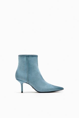 Zara + Heeled Denim Ankle Boots