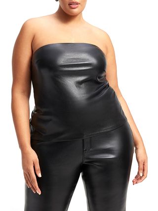Good American + Faux Leather Tube Top