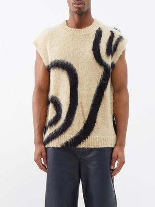 Nanushka + Currain Abstract-Intarsia Wool-Blend Sweater Vest