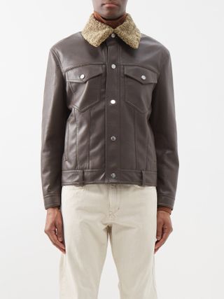 Nanushka + Boyce Detachable-Collar Leather-Blend Jacket
