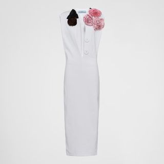 Prada + Jersey Dress With EmbroideredAappliqué Flowers