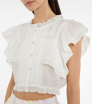 LoveShackFancy + Nora Lace-Trimmed Cotton Top