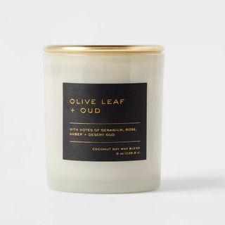Threshold + Lidded Glass Jar Black Label Olive Leaf and Oud Candle