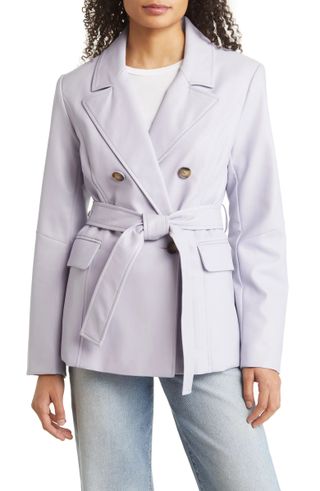 Sanctuary + Belted Faux Leather Blazer
