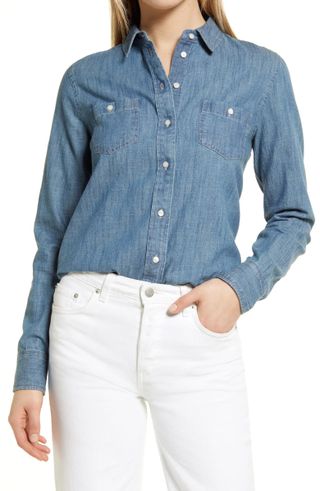 Nordstrom + Cotton Chambray Button-Up Shirt