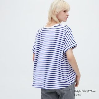 Uniqlo + Cotton Oversized Short-Sleeve Striped T-Shirt