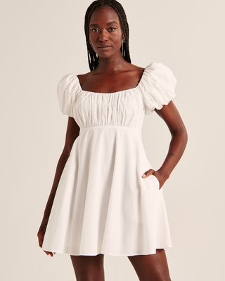 Abercrombie + Ruched Puff Sleeve Mini Dress