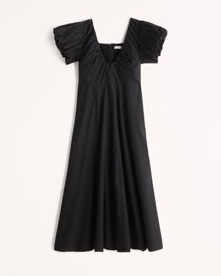 Abercrombie + Getaway Shop Puff Sleeve Plunge Midi Dress