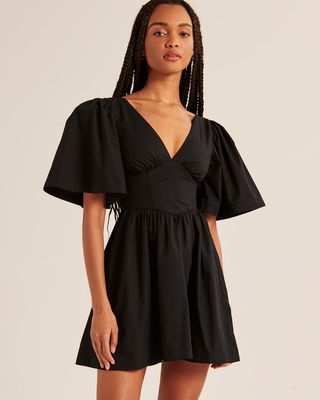 Abercrombie + Flutter Sleeve Drop-Waist Mini Dress