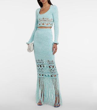 Christopher Esber + Fringe-Trimmed Maxi Skirt