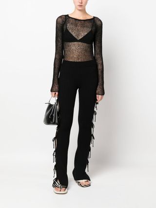 Ambra Maddalena + Sheer Raglan Sleeve Knitted Jumper