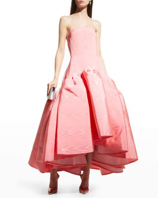 Bach Mai + Strapless Volant Faille High-Low Gown