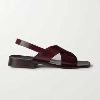 The Row + Mensy Glossed-Leather Slingback Sandals