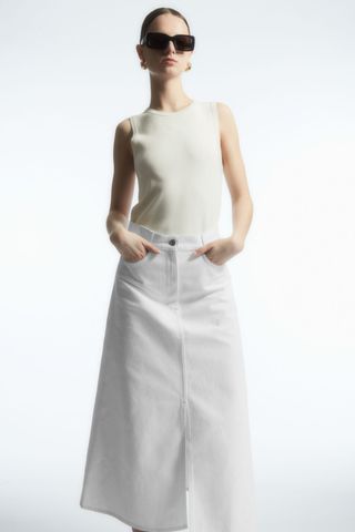 COS + A-Line Denim Midi Skirt