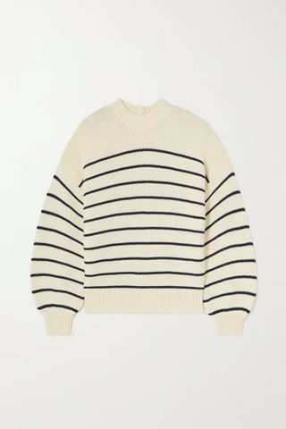Alex Mill + Striped Button-Embellished Cotton Sweater