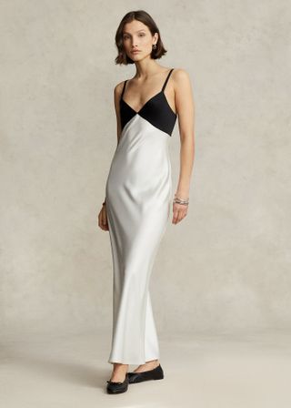 Ralph Lauren + Contrast Satin Sleeveless Gown
