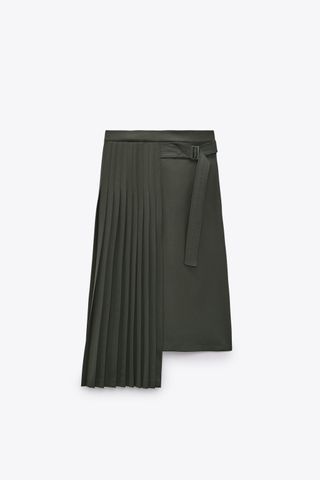 Zara + Belted Pleated Skirt