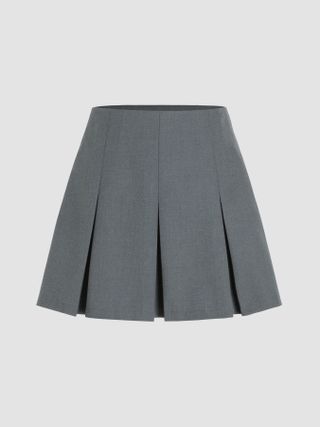 Cider + Solid Middle Waist Pleated Skirt