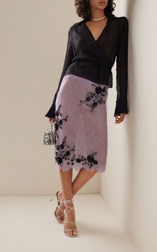 Des_Phemmes + Lace Embroidered Midi Skirt