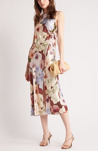 Rails + Gabriella Floral Ruched Satin Midi Dress