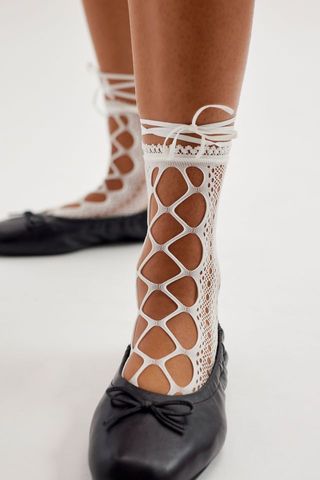 Memoi + Memoi Lace-Up Ankle Sock