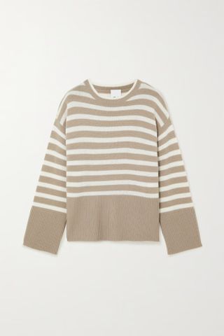 Allude + Striped Wool and Cashmere Sweater