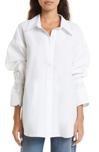 A.L.C. + Monica Oversize Bell Sleeve Cotton Button-Up Shirt