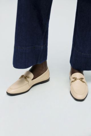 Zara + Soft Leather Loafers with Buckle