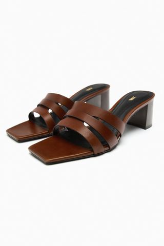 Zara + Block Heel Leather Mules