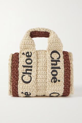 Chloé + + Net Sustain Embroidered Striped Crochet-Knit Tote
