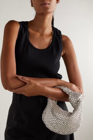 Bottega Veneta + Jodie Mini Knotted Crystal-Embellished Leather Shoulder Bag