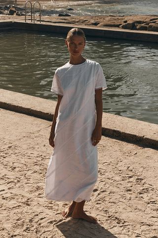 Dissh + Alexa White Linen Sleeved Dress