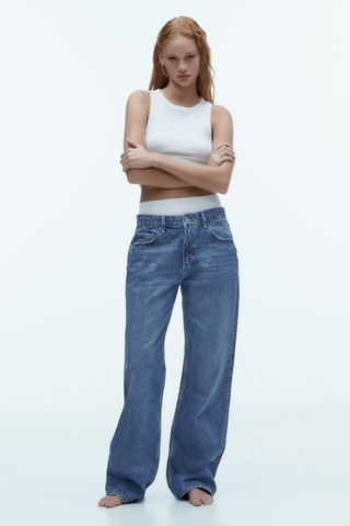Zara + TRF Mid-Rise Wide-Leg Jeans