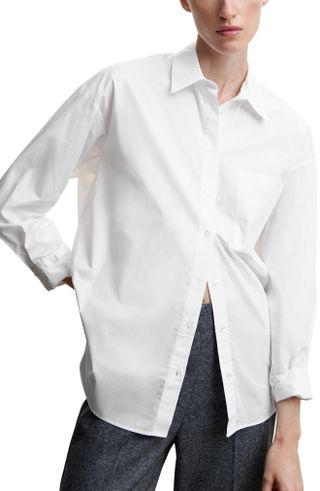 Mango + Oversize Cotton Button-Up Shirt