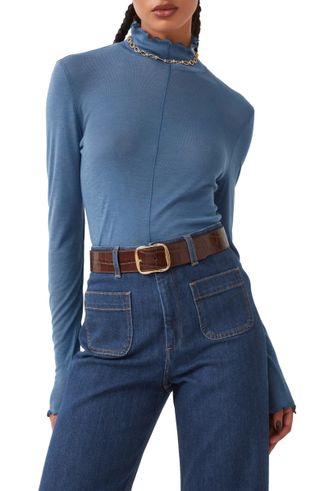 
Other Stories + Lettuce Edge Mock Neck Wool Blend Top