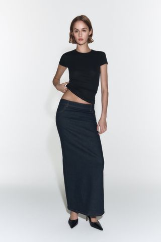 Zara + ZW Slit Denim Skirt