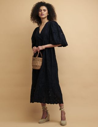 Nobody's Child + Black Broderie Anglaise Nora Midaxi Dress