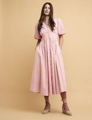 Nobody's Child + Pink Embroidered Starlight Midaxi Dress