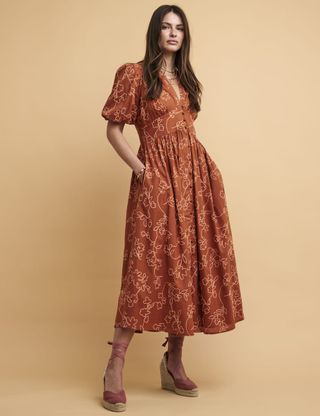 Nobody's Child + Brown Embroidered Starlight Midaxi Dress