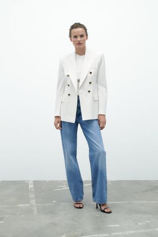 Zara + Tailored Double-Breasted Blazer
