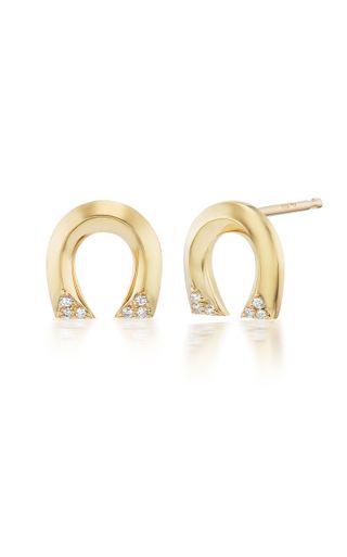 Harwell Godfrey + 18k Yellow Gold Tiny Horseshoe Stud Earrings