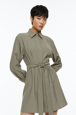 H&M + Shirt Dress With Tapered Waist