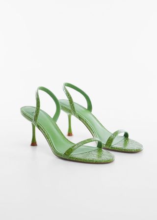 Mango + Heel Croc-Effect Sandals