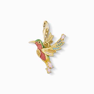 Thomas Sabo + Colourful Gold Hummingbird Charm Pendant