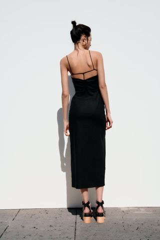Zara + Linen Blend Midi Dress