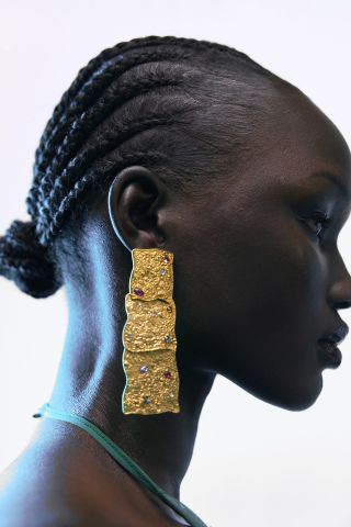 Zara + Rhinestone Tag Earrings